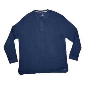 Stanley Thermal Shirt Mens 2XLT Blue Henley Pullover Waffle Long Sleeve Workwear